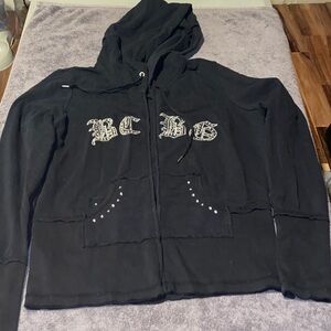 BCBG Black Hoodie with Rhinestone Details